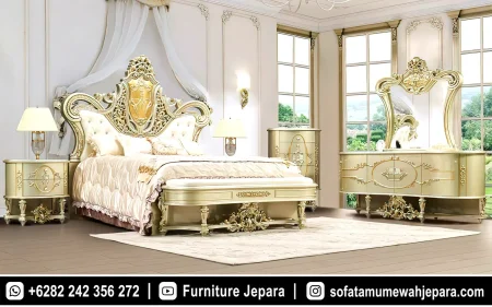Set Tempat Tidur Mewah Klasik Gold Leaf ST-036