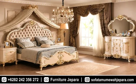 Set Tempat Tidur Ukir Mewah Klasik Royal Gold ST-035