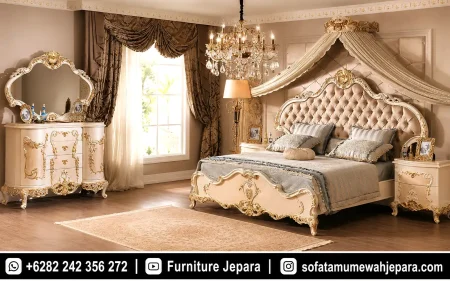 Set Tempat Tidur Ukir Mewah Klasik Royal Gold ST-035