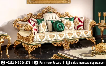 Sofa Ruang Tamu Mewah Klasik Style Emerald Gold ST-041