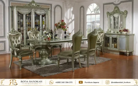 Model Meja Makan Sultan Klasik Eropa Platinum Silver