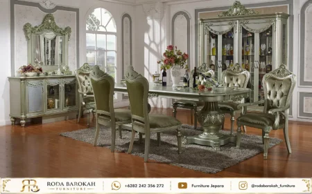 Model Meja Makan Sultan Klasik Eropa Platinum Silver