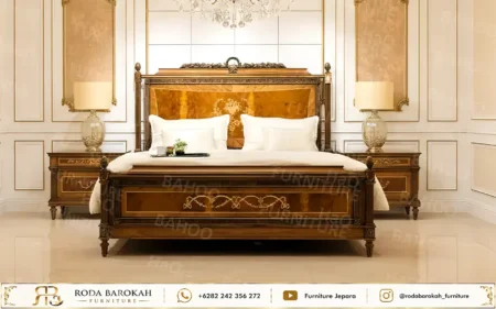 Desain Set Kamar Tidur Mewah Gaya Klasik Eropa Ukiran Mebel