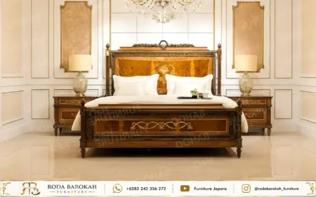 Desain Set Kamar Tidur Mewah Gaya Klasik Eropa Ukiran Mebel