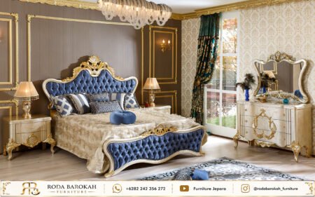 Desain Set Kamar Tidur Sultan Mewah Elegansi Blue Gold