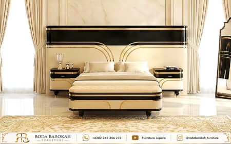Kamar Tidur Mewah Ukiran Jepara Black Gold Cream