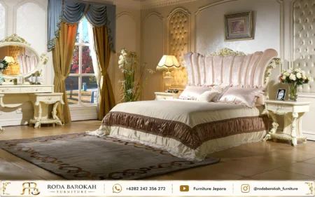 Konsep Kamar Tidur Ukir Mewah Klasik Ivory Soft Pink