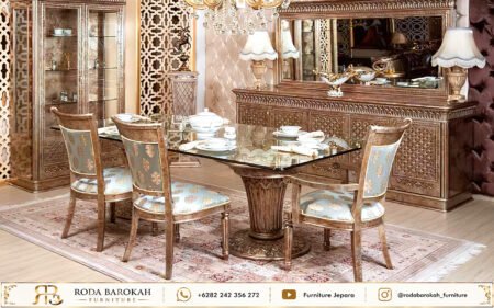 Model Kursi Makan Mewah Ukir Jepara Warna Silver Klasik