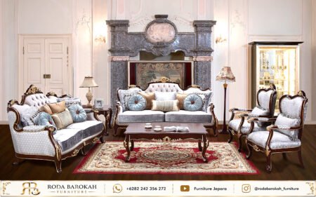 Model Set Ruang Tamu Sultan Mewah Ukir Emas