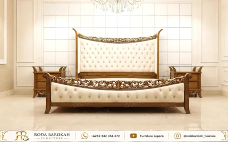 Model Tempat Tidur Klasik Mewah Warna Ivory Gold