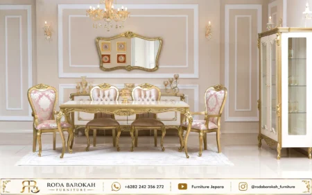 Set Meja Makan Ukir Sultan Mewah Glass Display Cabinet ST-043