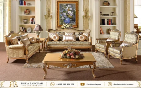 Sofa Tamu Set Mewah Gaya Eropa Ukiran Jepara